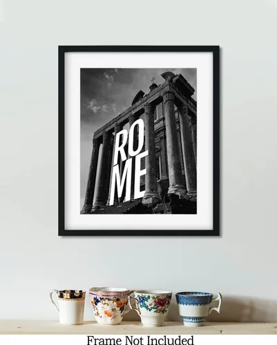 Vista 7 de Arte de pared en blanco y negro de Roma - Decoración de habitación de Italia - Destino de viaje urbano Decoración del hogar - Gran recuerdo