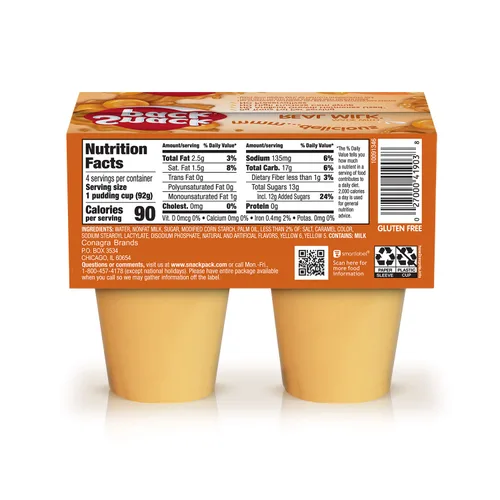 Vista 21 de Snack Pack Tazas de pudín con sabor a pastel de crema de plátano, 3.25 onzas, 4 unidades (paquete de 12)