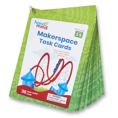 Vista 6 de hand2mind Makerspace - Tarjetas de tareas, tarjetas de aprendizaje STEM para niños de grado K-2, 36 actividades STEM, proyectos de construcción