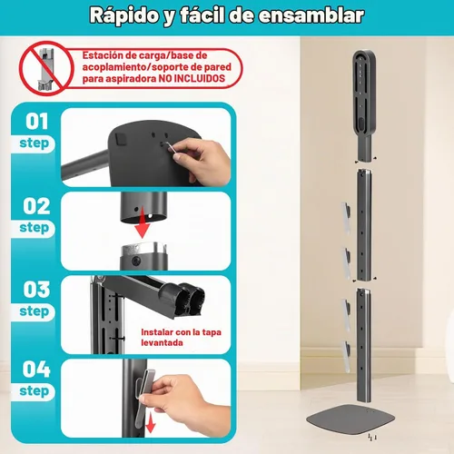 Vista 3 de Soporte de aspiradora para Dyson Gen5 V8 V15 V12 V11 V10 V7 V6, estación de acoplamiento de piso de metal FrontLine con gestión de cable