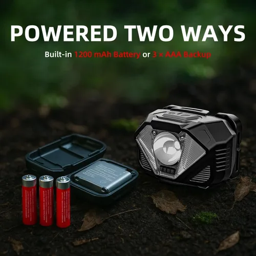 Vista 6 de WARSUN - Linterna frontal recargable, luz LED ajustable con sensor