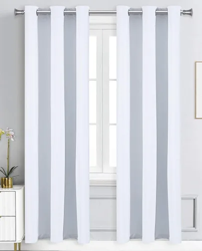 Vista 29 de WPM - Cortinas opacas de triple tejido, para oscurecer la habitación, 2 paneles para sala de estar, color beige, con aislamiento térmico y ojales