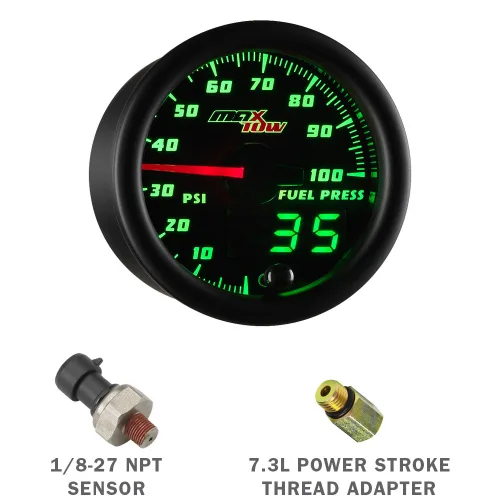 Vista 6 de MaxTow Paquete de medidor diésel compatible con Ford F-250 F-350 7.3L Power Stroke 1992-1997 - Negro y verde 60 PSI Boost, pirómetro de 1500F EGT
