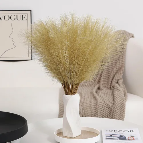 Vista 22 de Wertuirk 30 piezas de hierba de las pampas negra - Decoración de hierba de las pampas artificial de 24 pulgadas, hierba de las pampas artificial