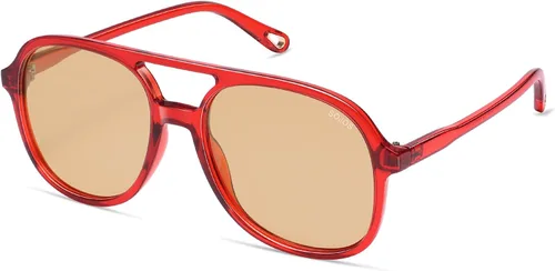 Vista 7 de SOJOS Gafas de sol de aviador polarizadas retro para mujer SJ2174 Tortuga ámbar/marrón
