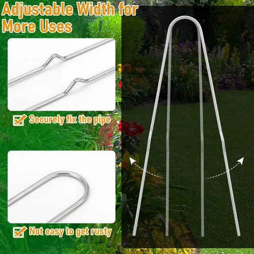Vista 3 de Yaocom 100 estacas de riego por goteo de 6 pulgadas, estacas de manguera de jardín curvadas de metal en forma de U, piezas de tubería de riego