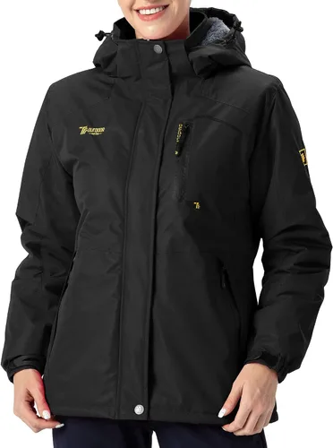 Vista 2 de Rdruko Chaqueta de esquí impermeable para mujer, resistente al viento, para snowboard, trabajo, para uso en invierno