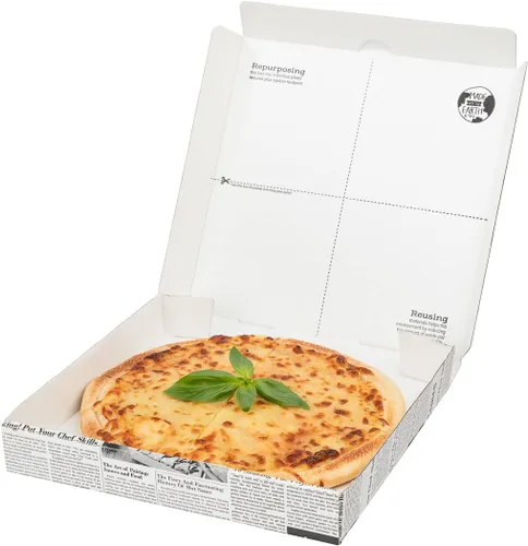 Vista 18 de Restaurantware Eco Pie - Cajas de pizza de 10.6 x 10.6 x 1.7 pulgadas, 50 cajas de entrega de pizza corrugada, reutilizables como platos, cajas