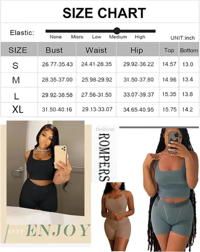 Vista 5 de Conjunto de 2 piezas de punto acanalado para mujer conjunto de camiseta sin mangas para gimnasio ropa de calle deportivo ropa deportiva de verano