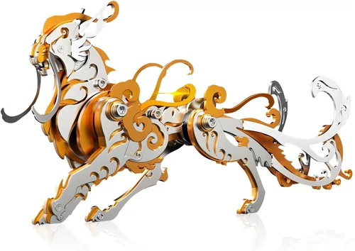 Vista 29 de Kits de modelo de metal 3D, rompecabezas de metal 3D de lobo mecánico, serie de animales de acero DIY, rompecabezas simples 3D, decoración