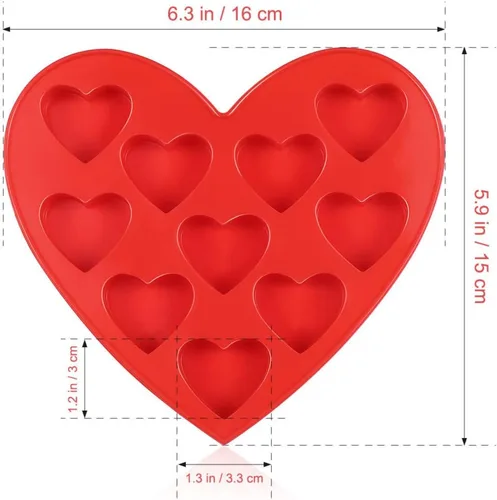 Vista 7 de Molde de silicona para tartas, molde para hacer dulces, molde de chocolate en forma de corazón, bandeja para cubitos de hielo, molde para hornear
