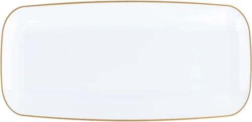 Vista 13 de Plasticpro Bandejas de plástico para servir, platos rectangulares negros con borde dorado de 8 x 11 pulgadas, platos desechables para fiestas