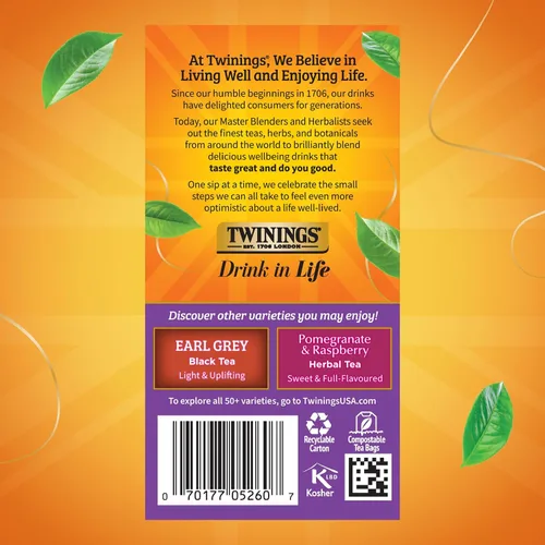 Vista 5 de Twinings Bolsas de té negro Blackcurrant Breeze envueltas individualmente, 20 unidades (paquete de 1), dulce, sabor picante, con cafeína, disfruta