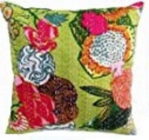 Vista 11 de Funda decorativa chic bohemia hippie para sofá, funda de almohada hecha a mano con frutas Kantha, de algodón, fundas de almohada bohemias