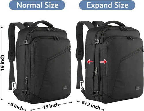 Vista 5 de MATEIN - Mochila de viaje extragrande de 10.56 galones, mochila de viaje ampliable apta para aerolíneas, para viajeros de fin de semana, hombres