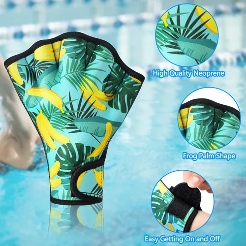 Vista 3 de Honoson 2 pares de guantes de natación para mujer, guantes aeróbicos acuáticos, resistencia al agua, malla para hombres y mujeres, unisex