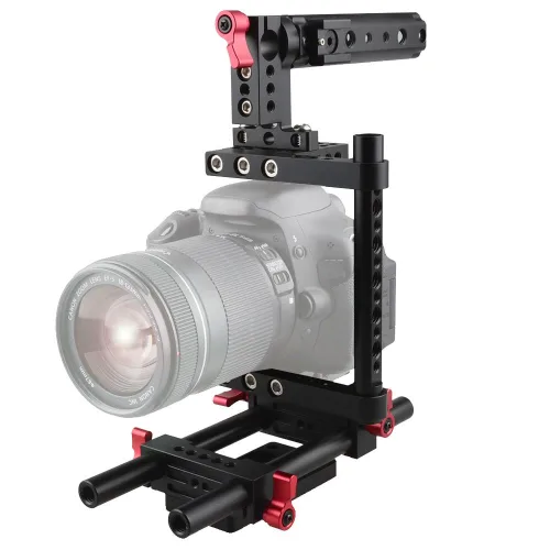 Vista 7 de CAMVATE Placa de montaje de trípode con mango superior para cámara compatible con Sony Panasonnic (negro) - 1136