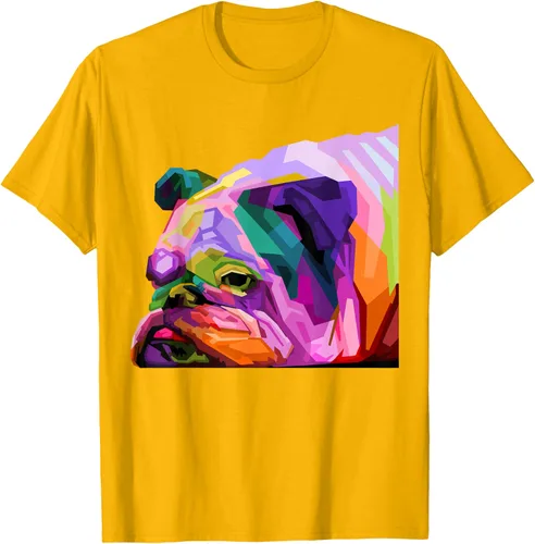 Vista 93 de Camiseta de retrato pop artístico de bulldog británico inglés para dueños de perros, Negro, S