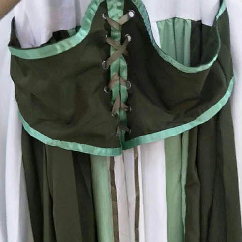 Vista 5 de Abaowedding Disfraz medieval renacentista para mujer, vestido retro gótico con mangas de trompeta