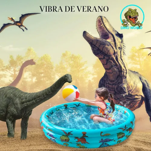 Vista 6 de Piscina inflable de dinosaurio para bebés, piscina infantil de 48 x 12 pulgadas