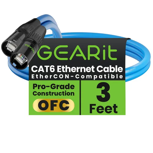 Vista 22 de GEARit Cable Ethercon CAT6 blindado (3 pies) de audio profesional e iluminación RJ45 EtherCON Cable compatible con EtherCON para estudio, escenario