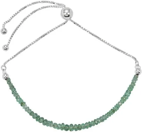 Vista 2 de Pulsera de esmeralda colombiana con piedra natal de mayo, deslizador de plata de ley, esmeralda colombiana natural facetada, cuentas verdes