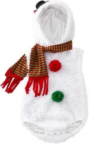 Vista 2 de Mono sin mangas de forro polar para bebé+bufanda de Navidad, conjunto de muñeco de nieve, mameluco para niñas, cosplay, disfraz infantil lindo