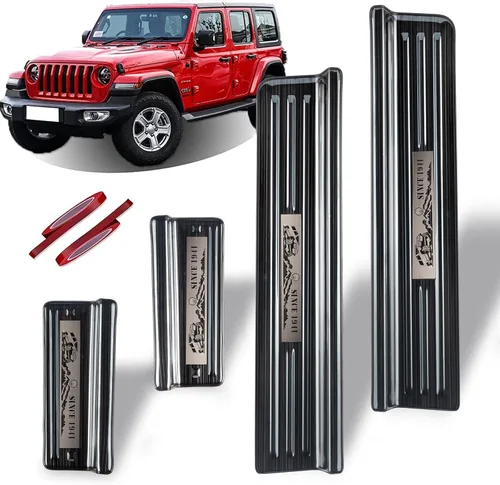 Vista 8 de Rowa - Protectores de umbral de puerta de acero inoxidable 304 compatibles con Jeep Wrangler JL JLU 2018-2025 & Gladiator JT 2020-2025, protector
