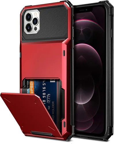 Vista 13 de Vofolen Funda compatible con iPhone 12, cartera 5G, 4 ranuras para tarjetas, tarjetero con bolsillo oculto, doble capa, cubierta trasera protectora