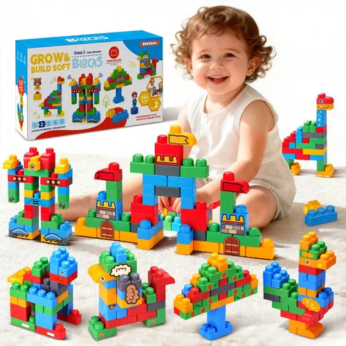 Vista 9 de Bloques de construcción suaves para niños pequeños, 107 bloques de 107 piezas
