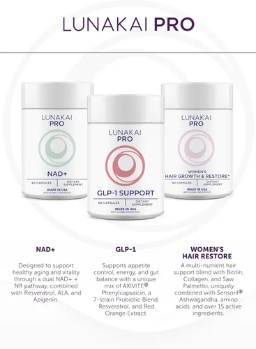 Vista 9 de Lunakai PRO USA Made NMN Suplemento 500mg 6 en 1 con TMG y Resveratrol 98% - NAD+ diario y apoyo energético para un envejecimiento saludable y salud