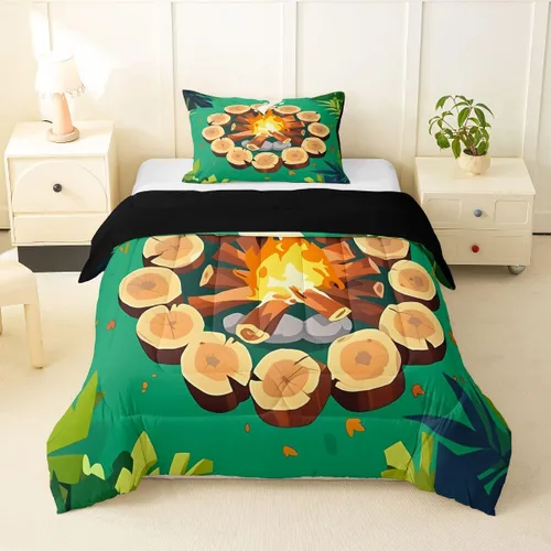 Vista 27 de Erosebridal American Flag Twin Comforter Set Army Green Camo Bedding Set for Kids Boys Girls Bear Claw Hunting Theme Bed Set Camoflage Camping