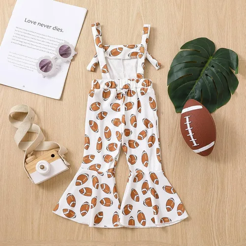 Vista 6 de Lamuusaa Traje de fútbol para niña pequeña, sin mangas, con tirantes, overoles acampanados, talla 6M-4T