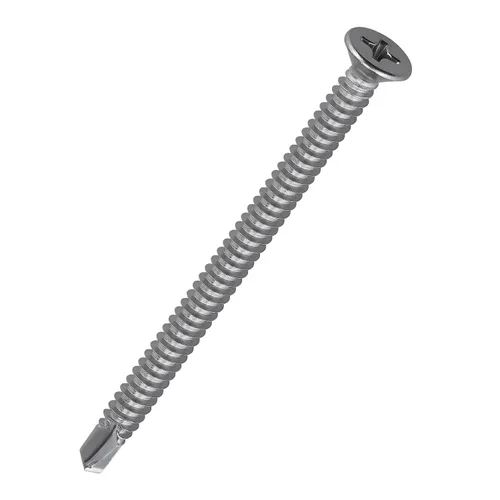 Vista 10 de Tornillos de chapa de cabeza plana Phillips #6 x 1, tornillos autoperforantes de acero inoxidable 410 para metal, cabeza avellanada, Phillips Drive