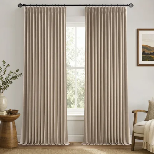 Vista 21 de MIULEE - Cortinas plisadas de lino 100 % opacas de color beige, 40 x 63 pulgadas
