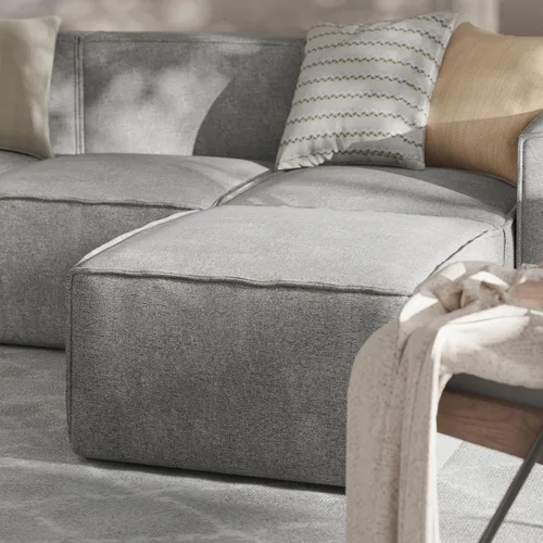 Vista 5 de Flash Furniture Bridgetown - Módulo otomano de tela para sofá seccional, sofá modular personalizable, color gris