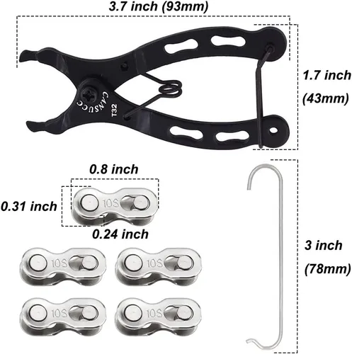 Vista 2 de Kit de herramientas de reparación de cadena de bicicleta con 5 pares de eslabones rápidos para cadena de 10 velocidades Saipe Bike Chain Link Tool