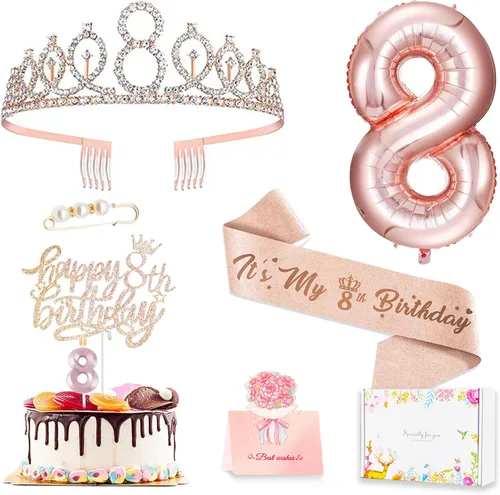 Vista 34 de Decoraciones de cumpleaños número 10 para niña, juego de velas con forma de corona 10º