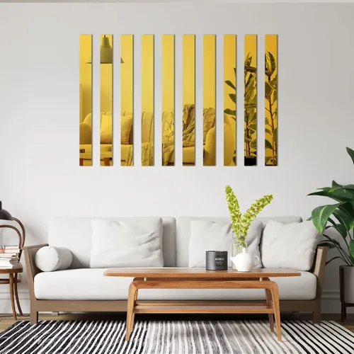 Vista 3 de Azulejos de espejo, azulejos de espejo de 2 x 20 pulgadas, calcomanías autoadhesivas para espejo de pared, calcomanías de espejo de pared de rayas
