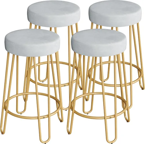 Vista 13 de Yaheetech Juego de 2 taburetes de bar, taburetes de terciopelo con patas