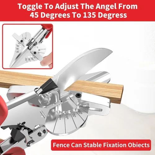 Vista 15 de GARTOL Ratchet Miter Shears, 45°-135° Adjustable Multi-Angle Cutter for Molding, Trim & Quarter Round – Precision Hand Tool for PVC & Soft Wood