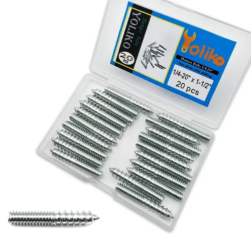 Vista 11 de Paquete de 16 pernos de suspensión de 1/4-20 x 1-1/4 pulgadas con doble cabeza y clavija de madera, para tornillos de muebles y varillas roscadas