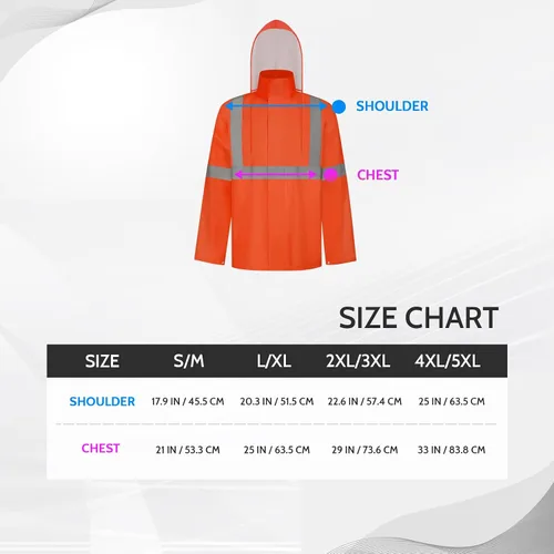 Vista 30 de TCCFCCT Chaqueta de lluvia de alta visibilidad para hombre, impermeable, abrigo de lluvia de alta visibilidad para hombres y mujeres con capucha