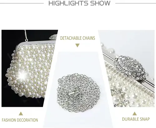 Vista 4 de Bolso de noche Pearl Clutch Bolso de boda GIfts para mujer