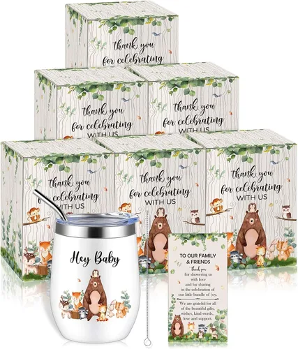 Vista 22 de Hoolerry Juego de 6 tazas para baby shower, vaso de acero inoxidable de 12