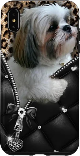 Vista 11 de Funda Shih Tzu con cremallera para iPhone 16 I Love Shih Tzu Dogs Leopard Hippie Leather
