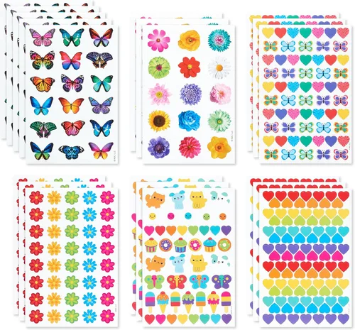 Vista 2 de American Greetings calcomanías a granel de 867 unidades para niños, mariposas y flores
