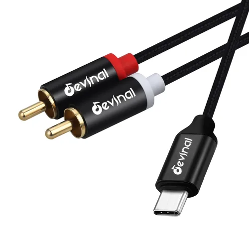Vista 10 de Cable de audio USB C a 1/4 de pulgada, tipo C a doble cable auxiliar estéreo TRS de 0.250 in, divisor en Y para teléfono inteligente, tableta, 2