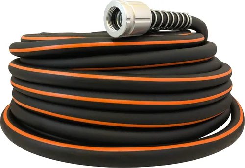 Vista 2 de Flexon Flextreme Pro 5/8" x 100 pies Manguera de jardín de goma de rendimiento – Manguera de riego resistente al aire libre, resistente a