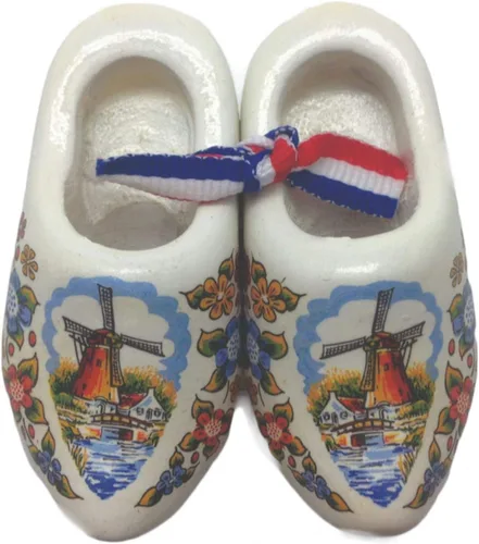 Vista 3 de Decorativo 2.5 "Molino de viento Escena de madera lisa Par de zapatos imán de nevera DutchGiftOutlet